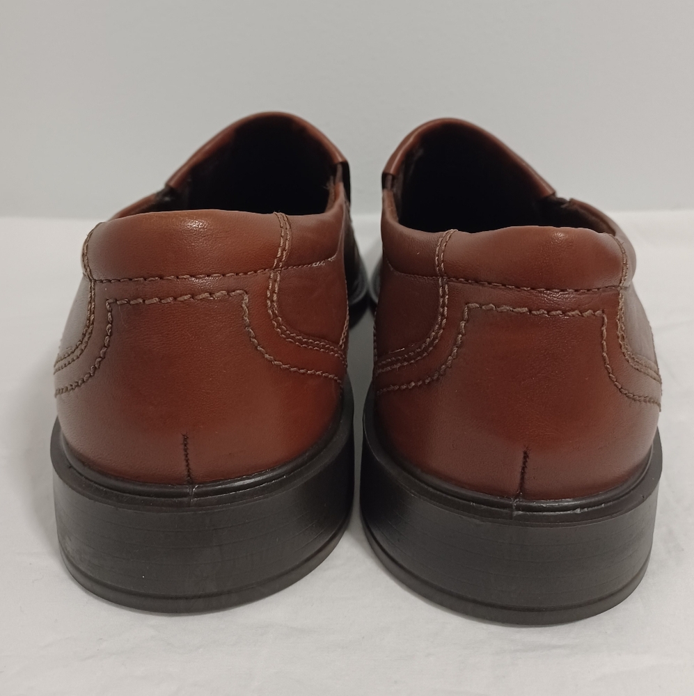 Ecco Men's loafers slip-on brown leather shoes size 10. (44) - Picture 5 of 11